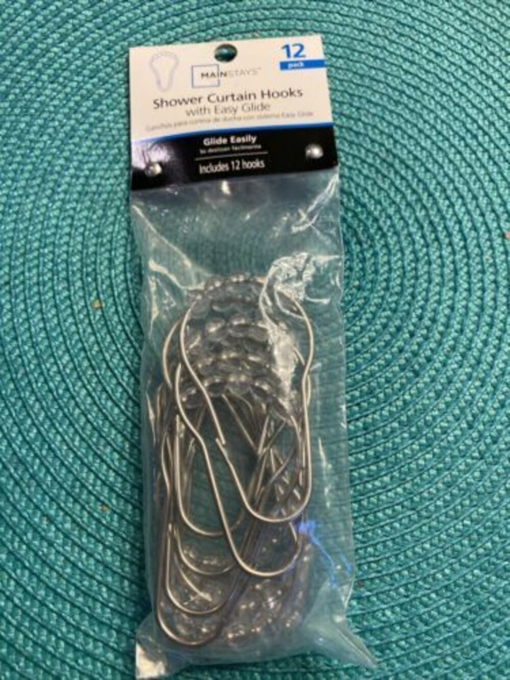 Mainstays Shower Curtain Hooks 12 Pieces. NIP